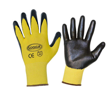 Guanto LOGICA SPARK poliestere spalmato nitrile polso maglia col.nero-giallo